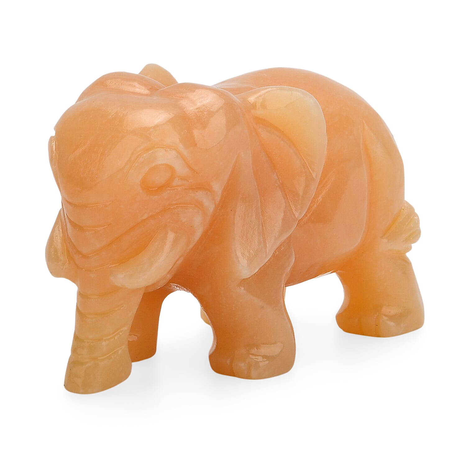 The Carved Treasure Collection - Honey Serpentine Carved Elephant Ornament 3205.00 Ct.