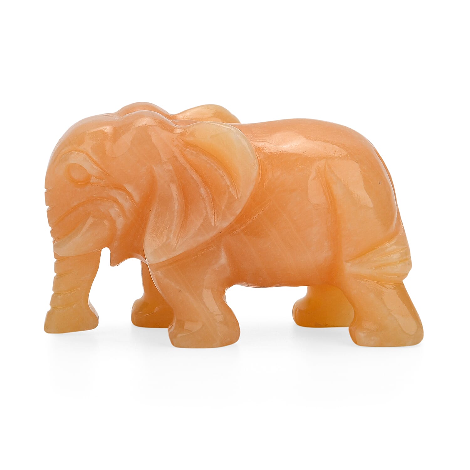 The Carved Treasure Collection - Honey Serpentine Carved Elephant Ornament 3205.00 Ct.
