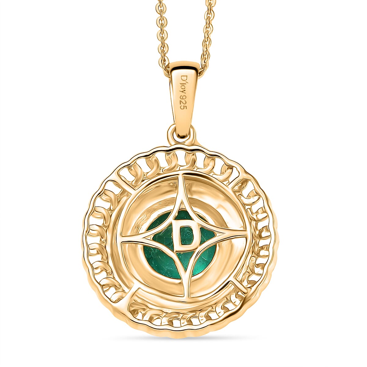 D'joy Emeraldine Triplet Quartz Pendant with Chain (Size 20) in Yellow Gold Plated Sterling 2.95 Ct, Silver Wt. 5.46 Gms.
