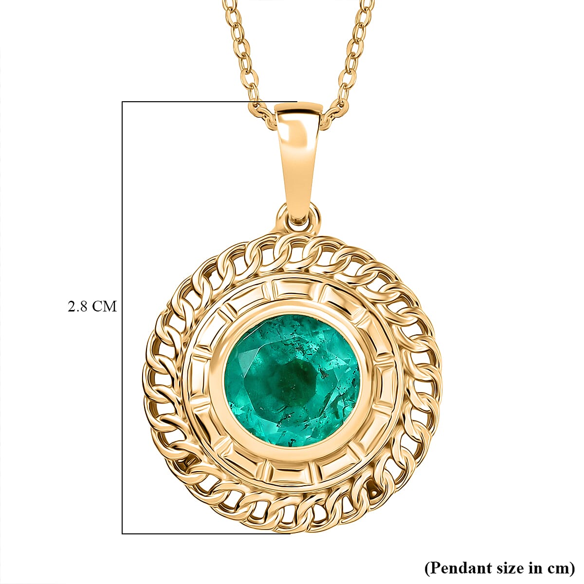 D'joy Emeraldine Triplet Quartz Pendant with Chain (Size 20) in Yellow Gold Plated Sterling 2.95 Ct, Silver Wt. 5.46 Gms.