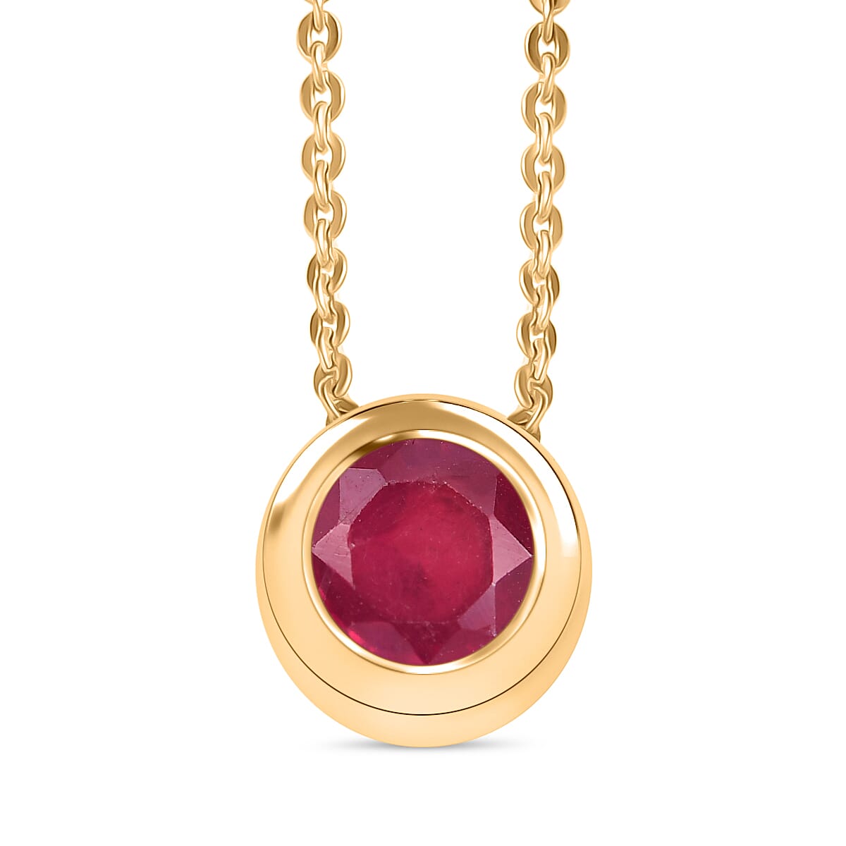 D'joy African Ruby Pendant with Chain (Size 20) in 14K Yellow Gold Plating Sterling Silver 1.28 Ct.