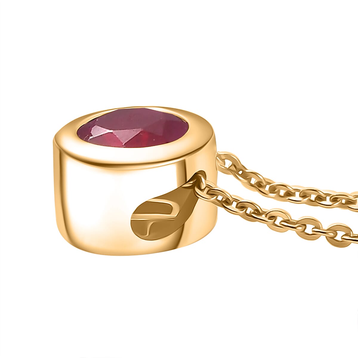 D'joy African Ruby Pendant with Chain (Size 20) in 14K Yellow Gold Plating Sterling Silver 1.28 Ct.