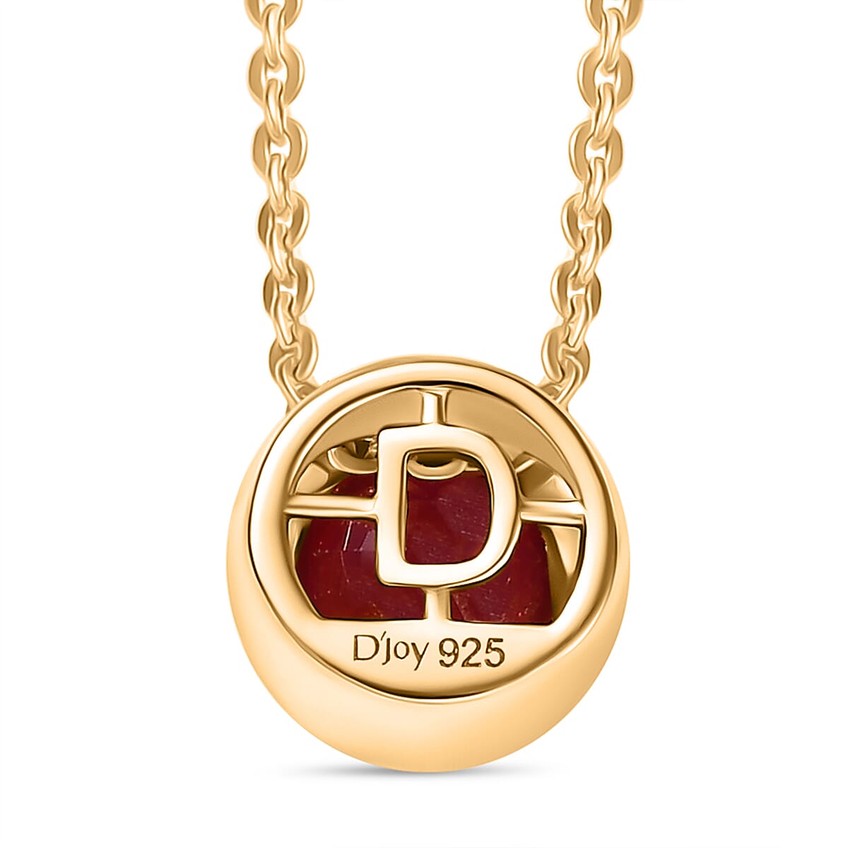D'joy African Ruby Pendant with Chain (Size 20) in 14K Yellow Gold Plating Sterling Silver 1.28 Ct.
