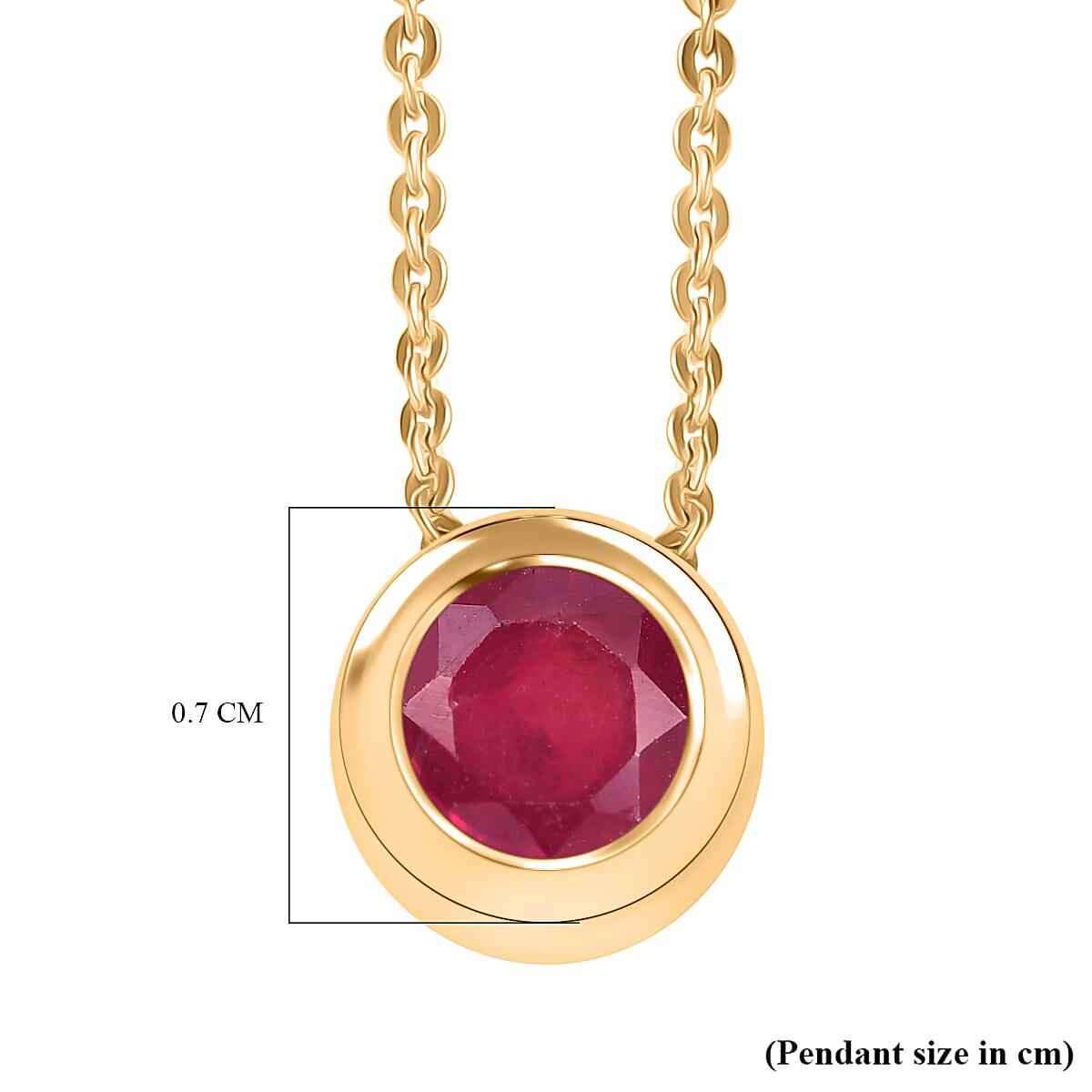 D'joy African Ruby Pendant with Chain (Size 20) in 14K Yellow Gold Plating Sterling Silver 1.28 Ct.
