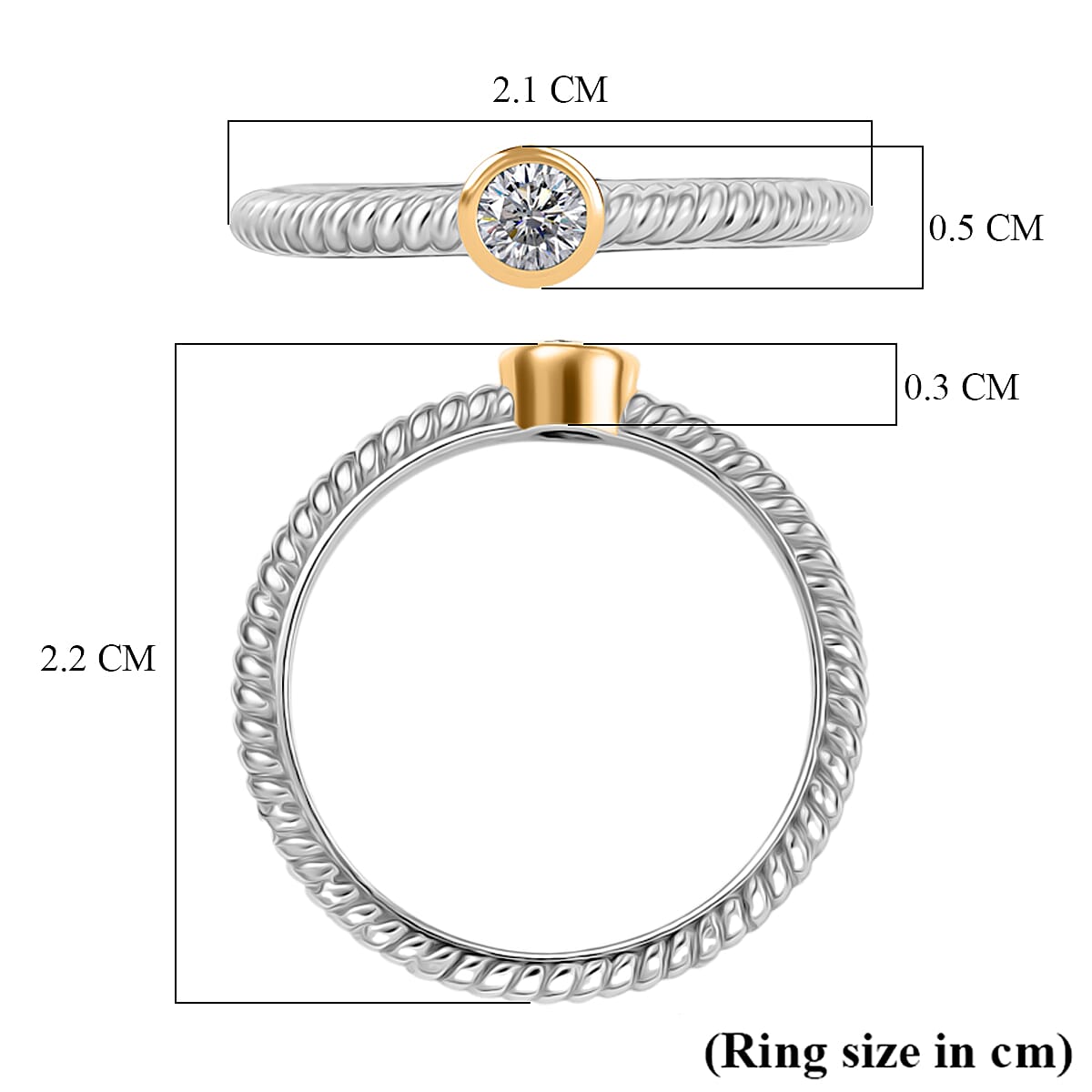 Set of 2 - Moissanite Stackable Ring Sterling Silver, Silver Wt. 8.80 Gms.