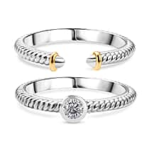 Set of 2 - Moissanite Stackable Ring Sterling Silver, Silver Wt. 8.80 Gms.