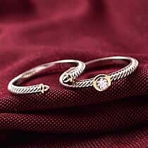 Set of 2 - Moissanite Stackable Ring Sterling Silver, Silver Wt. 8.80 Gms.