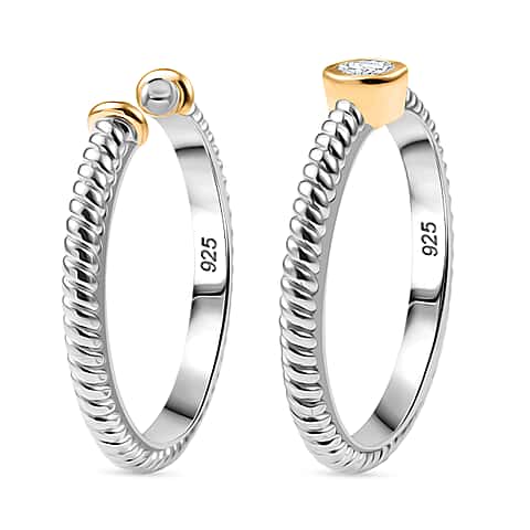 Set of 2 - Moissanite Stackable Ring Sterling Silver, Silver Wt. 8.80 ...