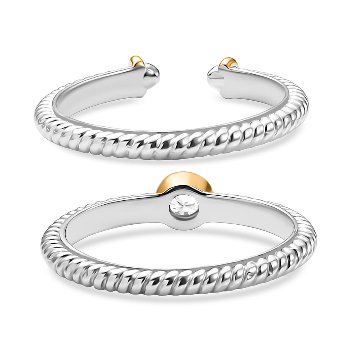 Set of 2 - Moissanite Stackable Ring Sterling Silver, Silver Wt. 8.80 Gms.