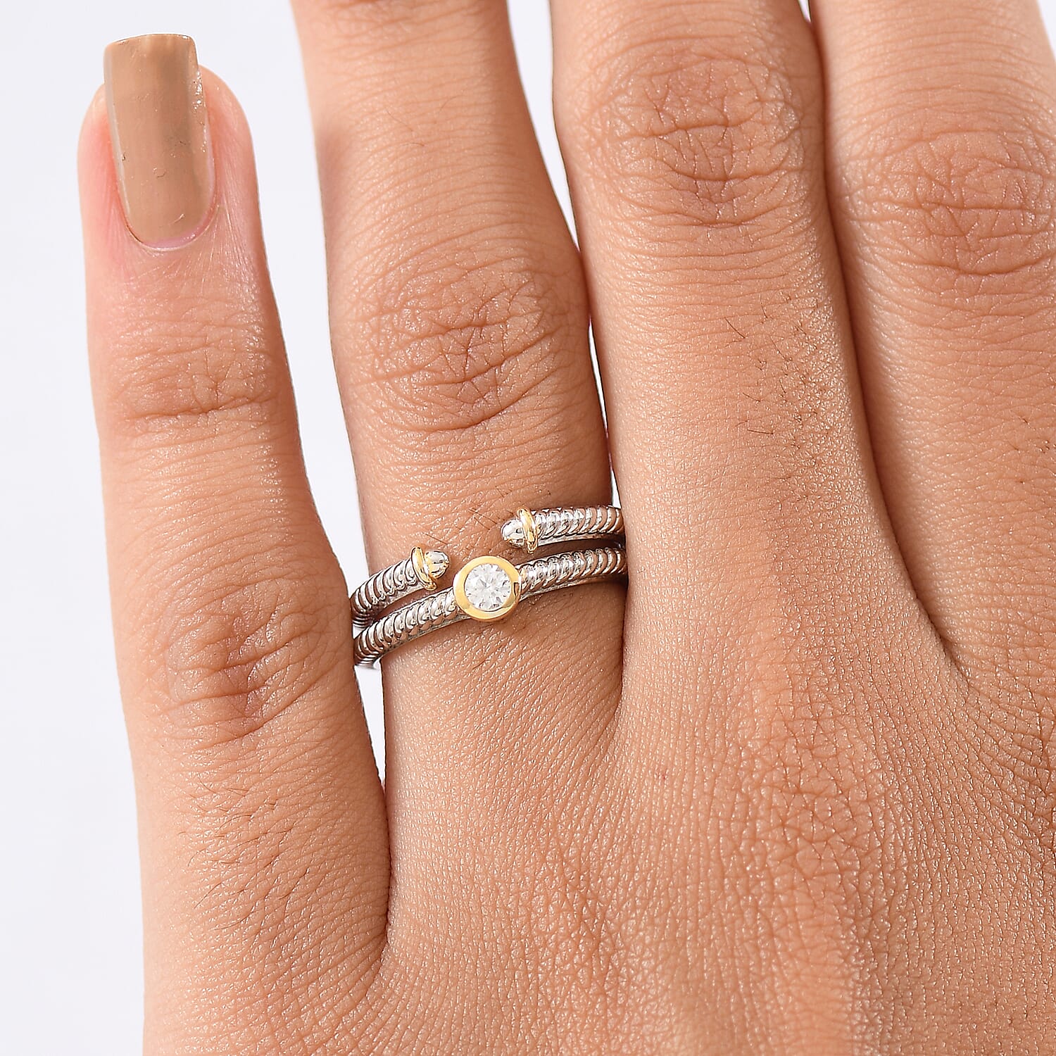 Set of 2 - Moissanite Stackable Ring Sterling Silver, Silver Wt. 8.80 Gms.