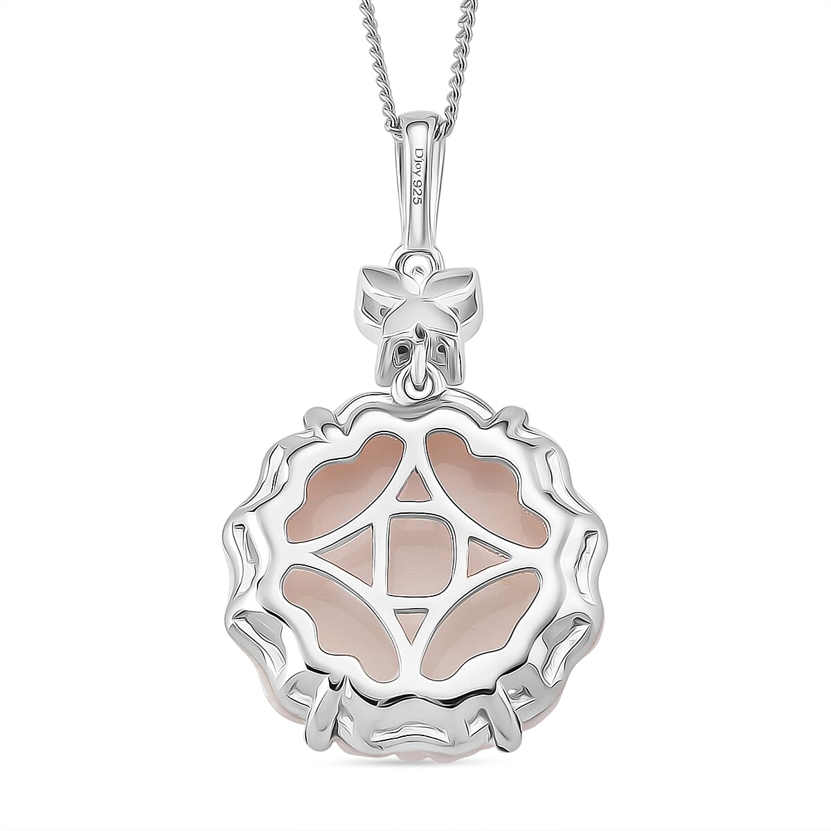 Queen Conch Shell & Natural Zircon Pendant with Chain (Size 18) in Rhodium Overlay Sterling Silver 20.78 Ct.