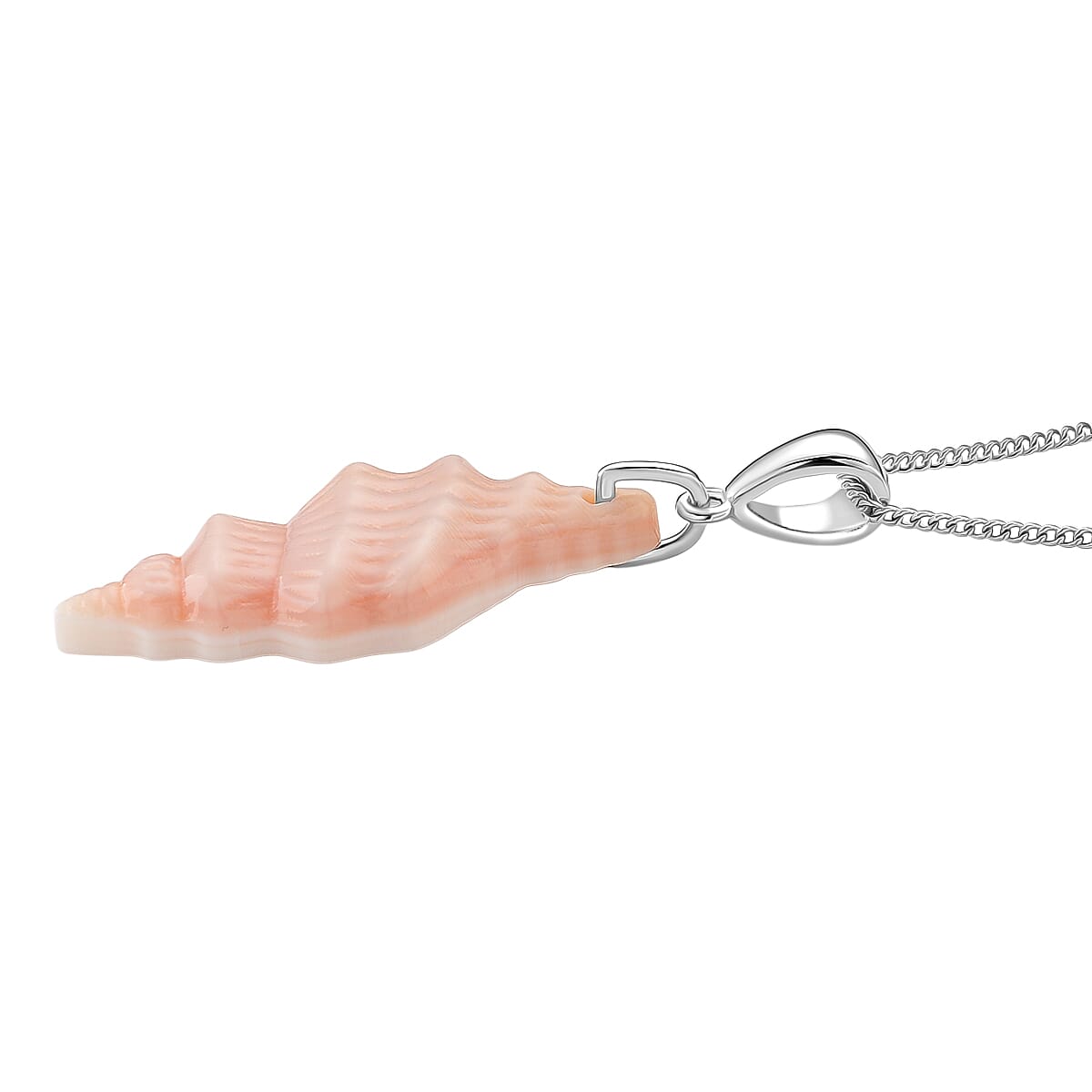 Queen Conch Shell Pendant with Chain (Size 18) in Rhodium Overlay Sterling Silver 12.12 Ct.