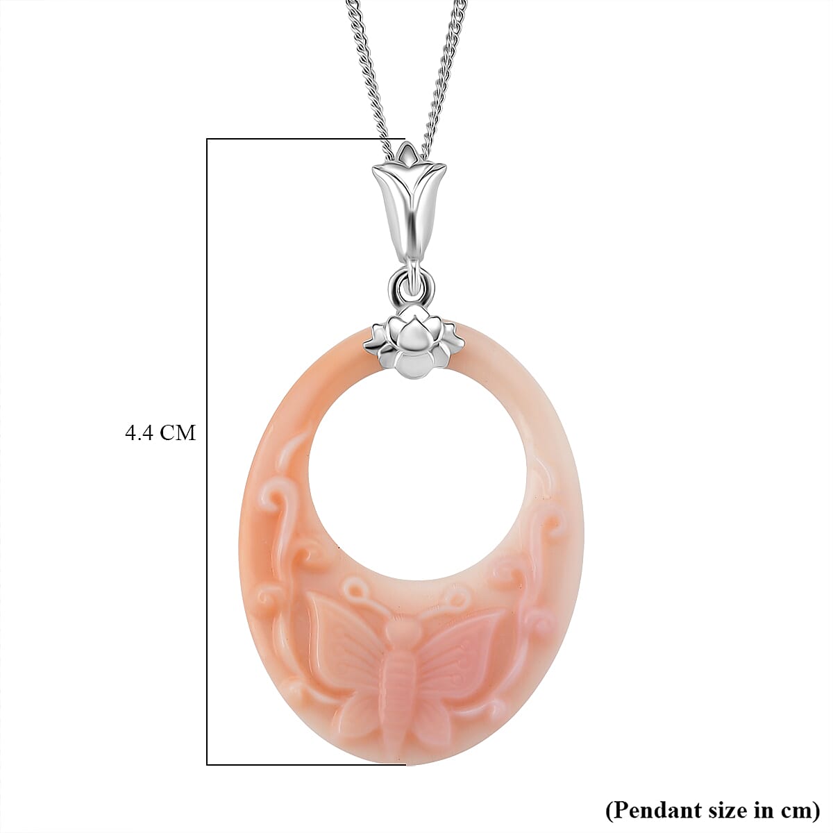 Queen Conch Shell Pendant with Chain (Size 18) in Rhodium Overlay Sterling Silver 12.88 Ct.