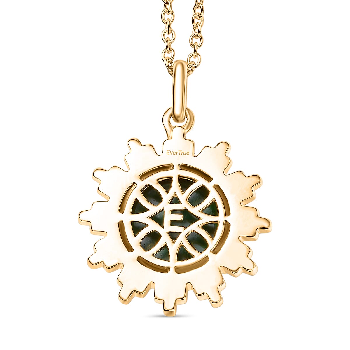 Malachite Pendant with Chain (Size 20) in Yellow Gold Plated 8.66 Ct.