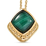 Malachite Pendant With Chain Size 20 In Yellow Gold Plated 11 11 Ct 