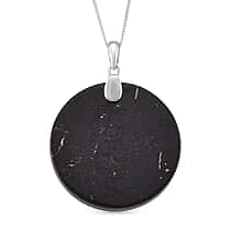 Natural Shungite Dragon Pendant with Chain (Size 18) in Rhodium Overlay Sterling Silver 56.12 Ct.