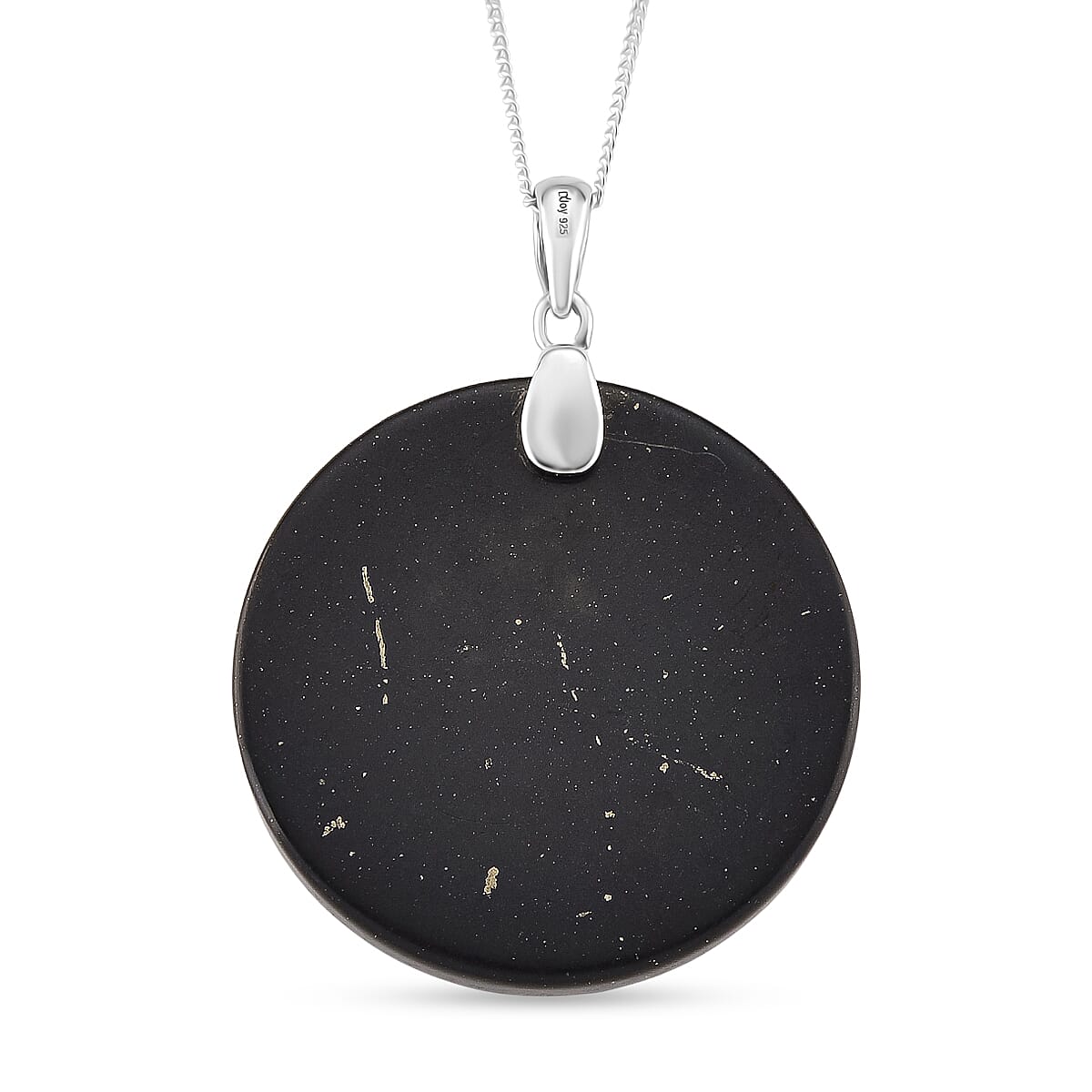 Natural Shungite Dragon Pendant with Chain (Size 18) in Rhodium Overlay Sterling Silver 56.12 Ct.