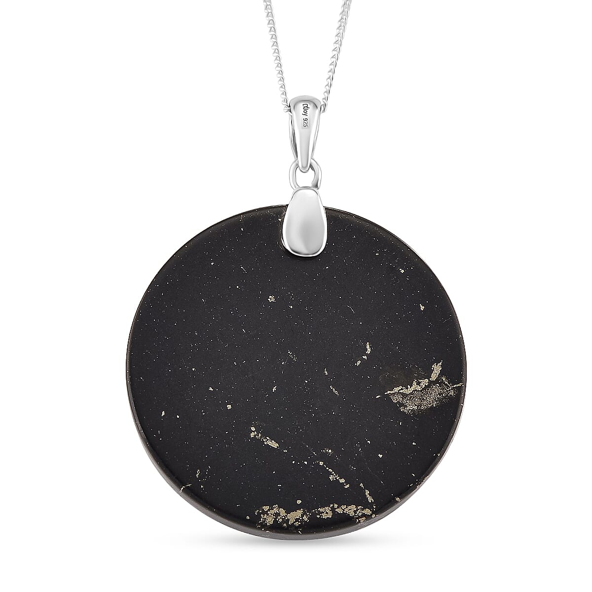 Natural Shungite Phoenix Pendant with Chain (Size 18) in Rhodium Overlay Sterling Silver 53.87 Ct.