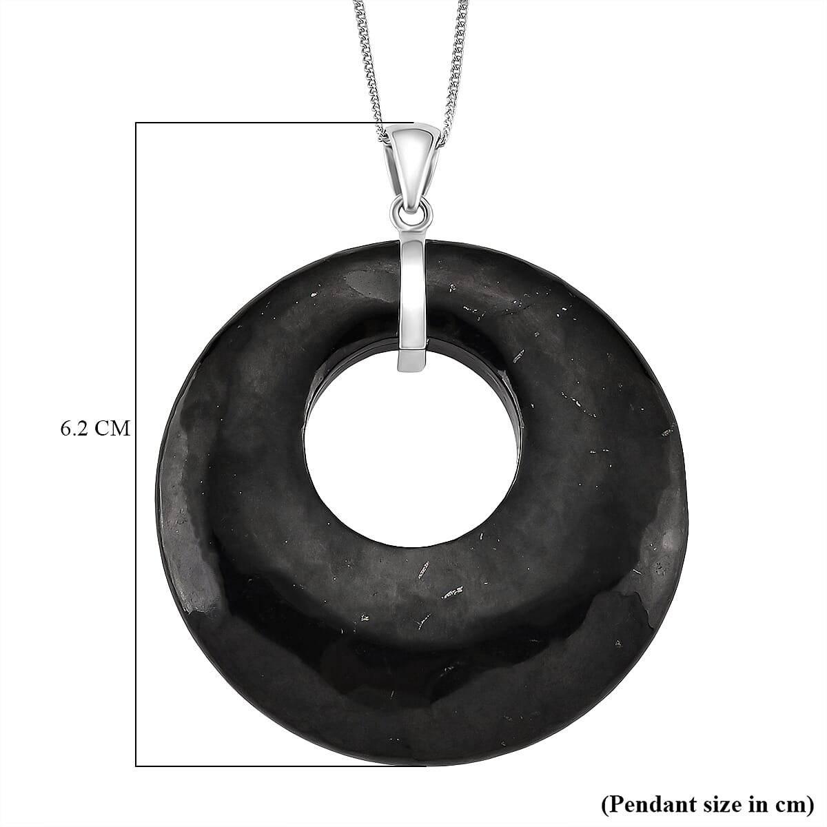 Natural Shungite Pendant with Chain (Size 18) in Rhodium Overlay Sterling Silver 133.00 Ct.