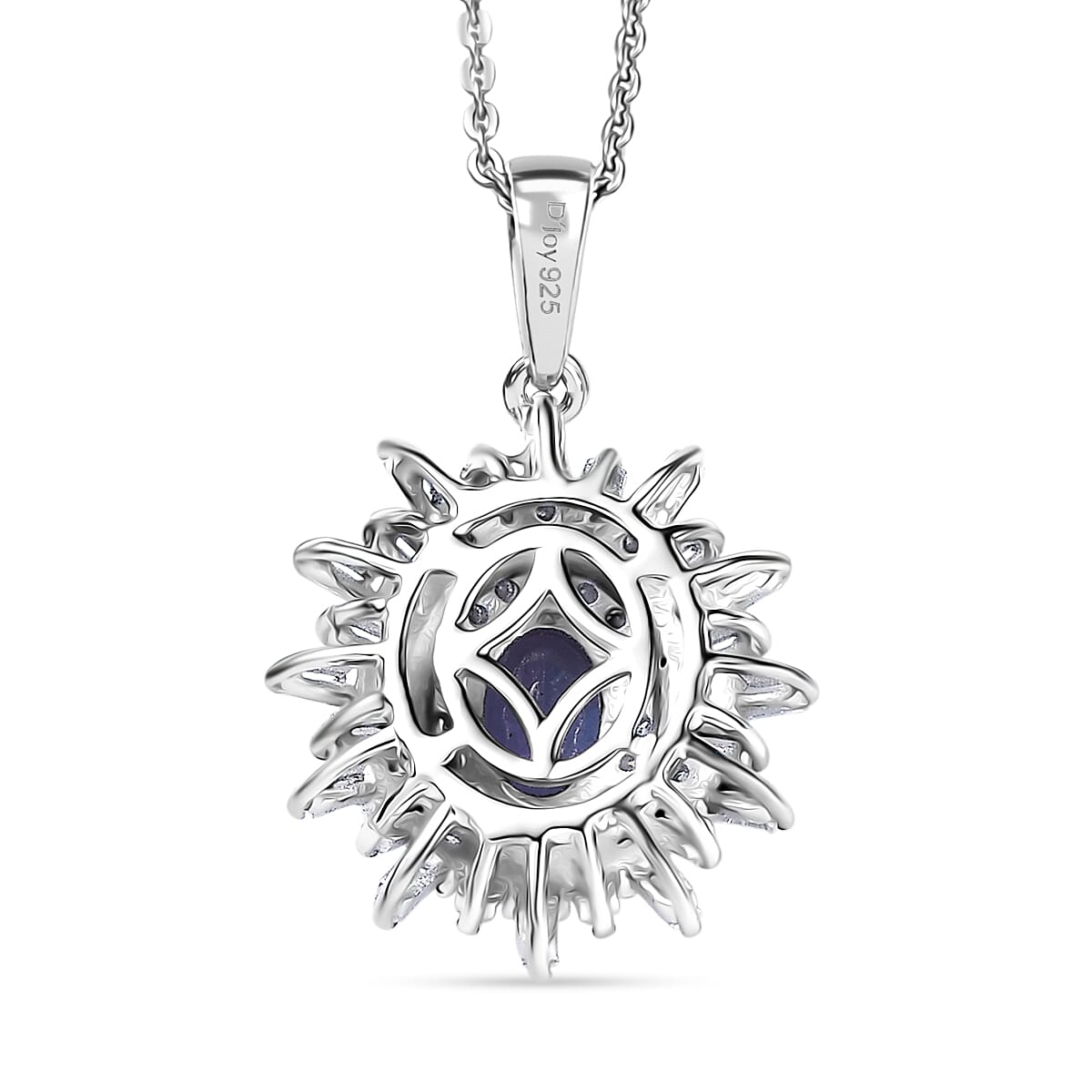 D'Joy Tanzanite & Moissanite Pendant with Chain (Size 20) in Rhodium Overlay Sterling Silver 1.39 Ct.