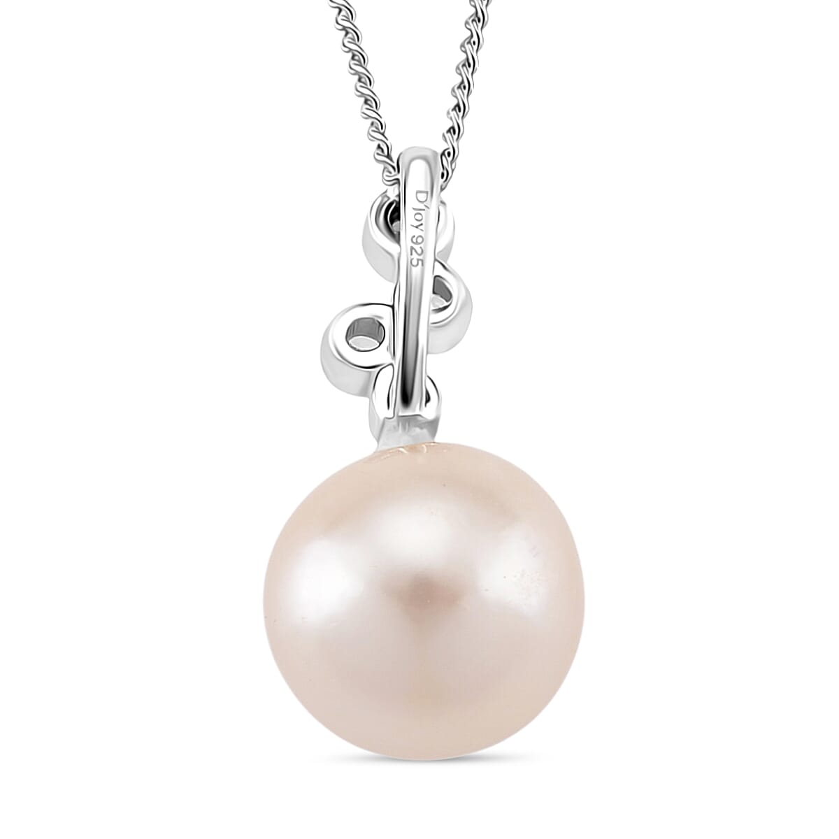 Edison Pearl & White Zircon Pendant with Chain (Size 18) in Yellow Gold Plated Sterling Silver 8.26 Ct.