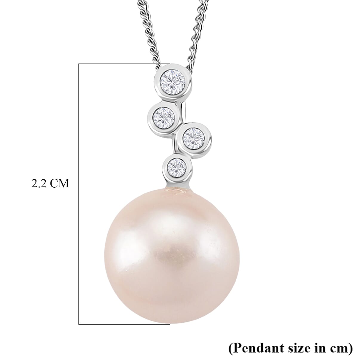 Edison Pearl & White Zircon Pendant with Chain (Size 18) in Yellow Gold Plated Sterling Silver 8.26 Ct.
