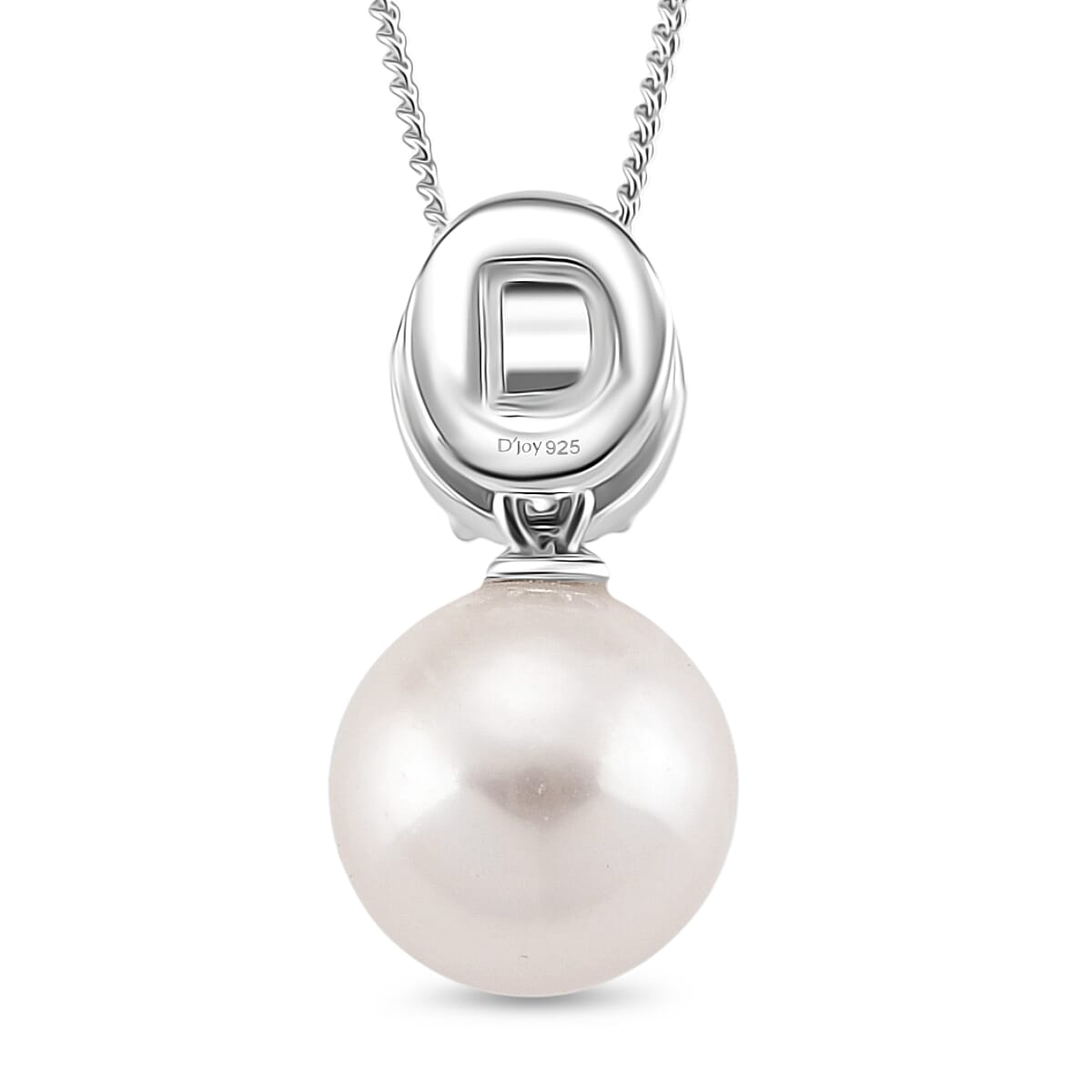 Edison Pearl, Yellow Jade & White Zircon Pendant with Chain (Size 18) in Rhodium Overlay Sterling Silver 9.28 Ct.