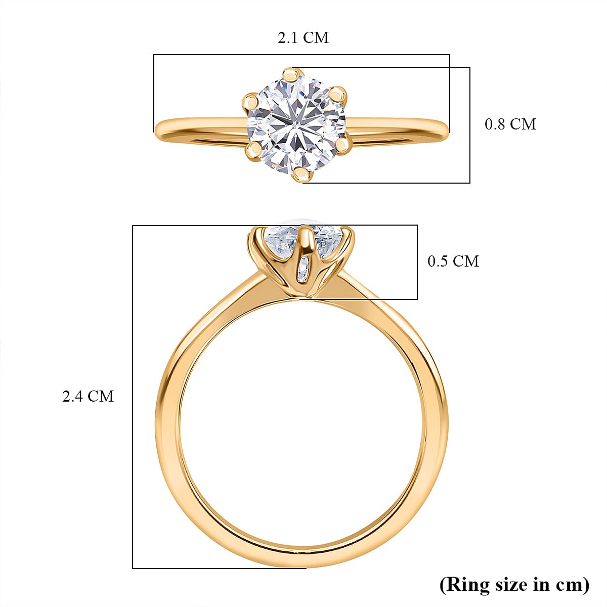 D'Joy Set of 2 -  Moissanite Band Ring in 18K Yellow Gold Plating Sterling Silver 1.50 Ct, Silver Wt. 6.00 Gms.