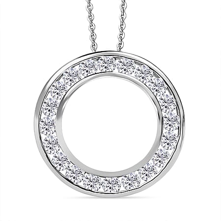 Moissanite Pendant with Chain (Size 20) in Platinum Overlay Sterling Silver 1.20 Ct. Moissanite Pendant with Chain (Size 20) in Platinum Overlay Sterling Silver 1.20 Ct.