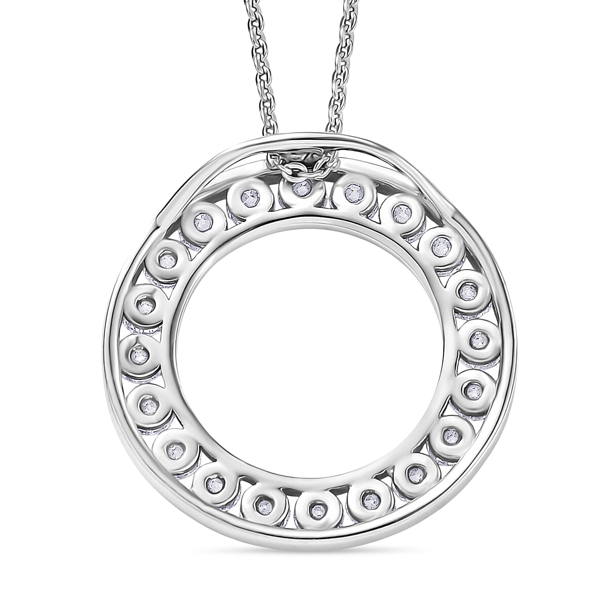 Moissanite Pendant with Chain (Size 20) in Platinum Overlay Sterling Silver 1.20 Ct.