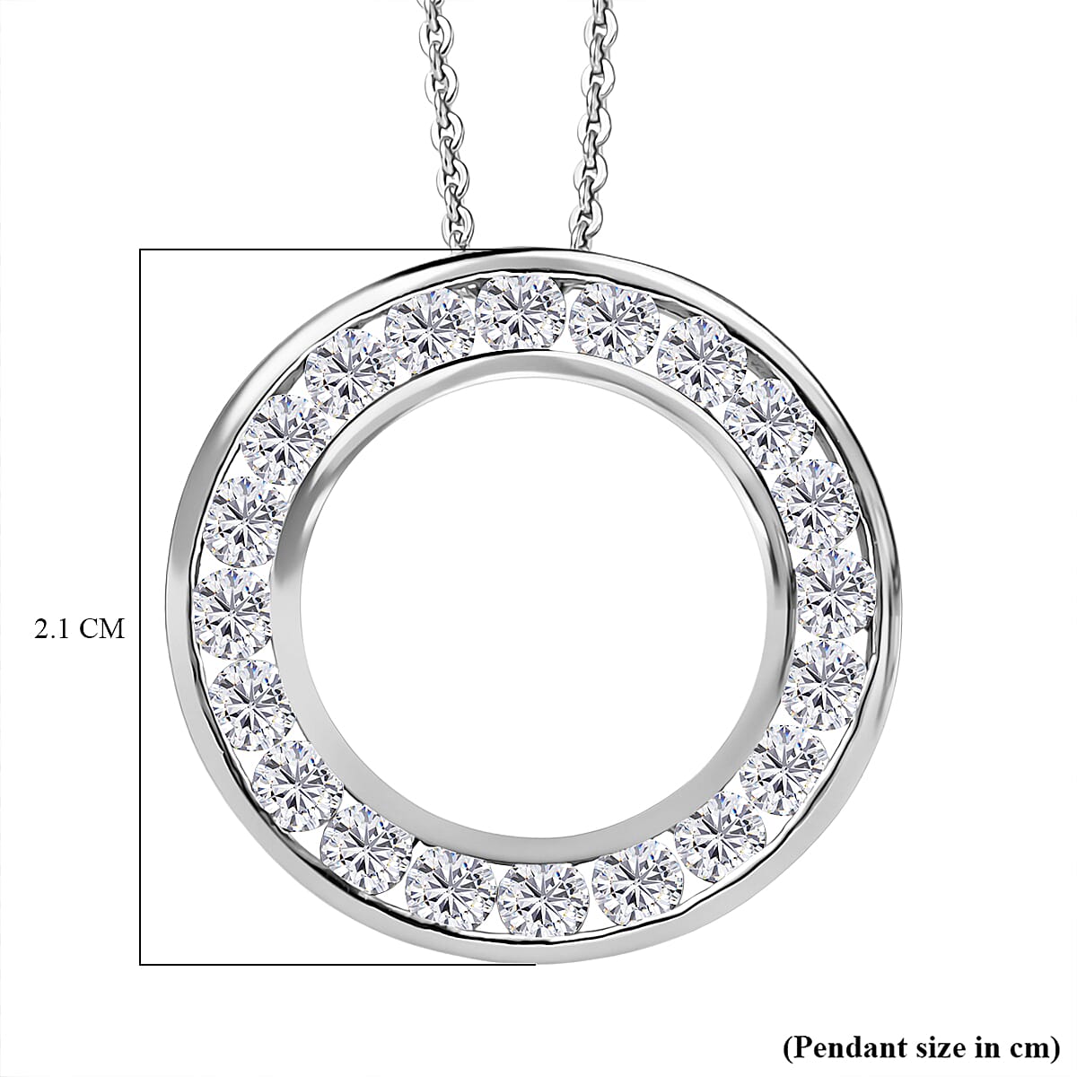 Moissanite Pendant with Chain (Size 20) in Platinum Overlay Sterling Silver 1.20 Ct.