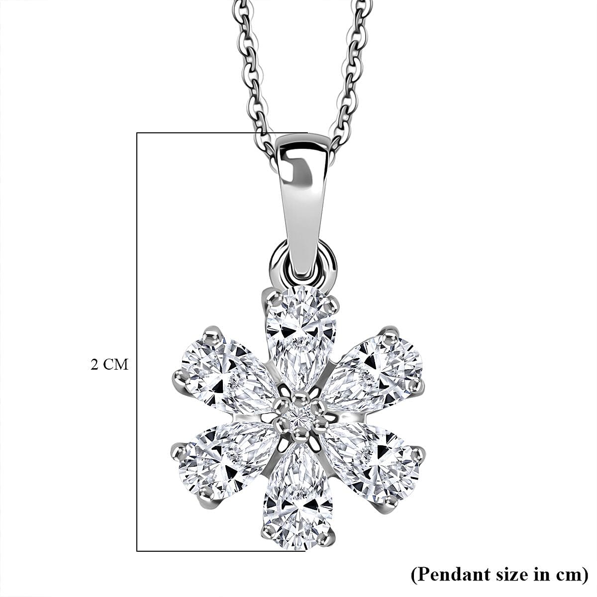 Moissanite Pendant with Chain (Size 20) in Platinum Overlay Sterling Silver 1.09 Ct.