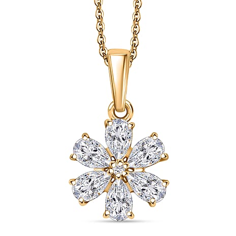 Moissanite Pendant with Chain (Size 20) in 18K YG Plating Sterling Silver 1.31 Ct.