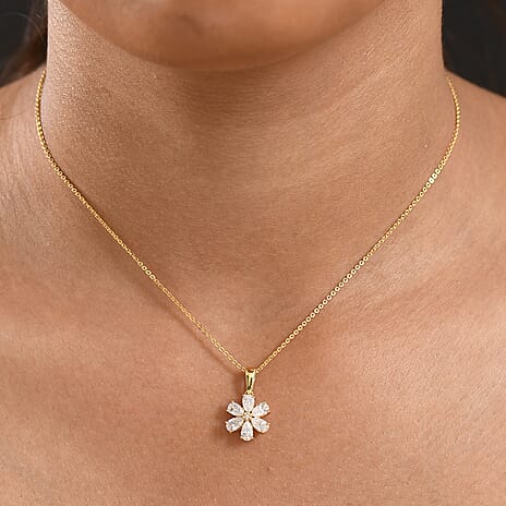 Moissanite Pendant with Chain (Size 20) in 18K YG Plating Sterling Silver 1.31 Ct.