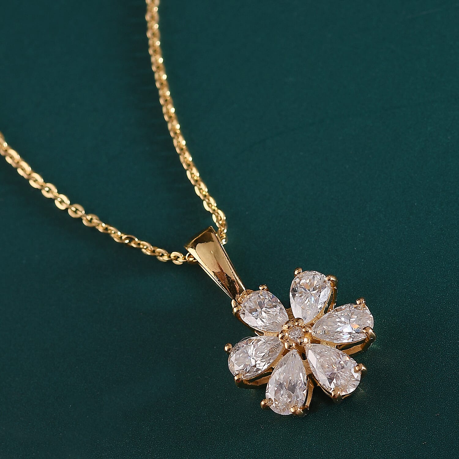 Moissanite Pendant with Chain (Size 20) in 18K YG Plating Sterling Silver 1.31 Ct.