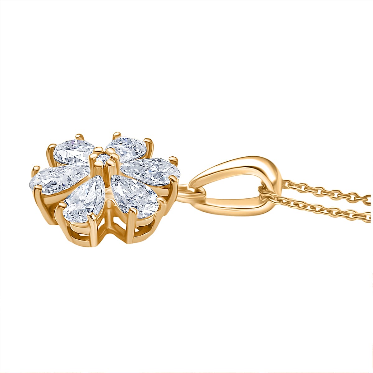 Moissanite Pendant with Chain (Size 20) in 18K YG Plating Sterling Silver 1.31 Ct.