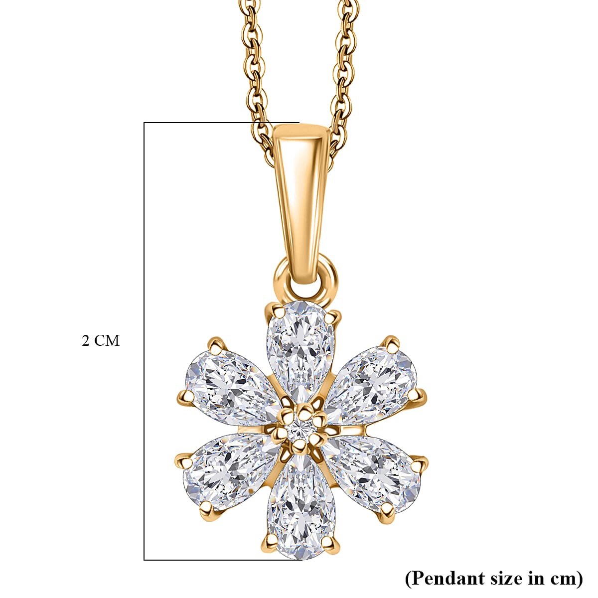 Moissanite Pendant with Chain (Size 20) in 18K YG Plating Sterling Silver 1.31 Ct.