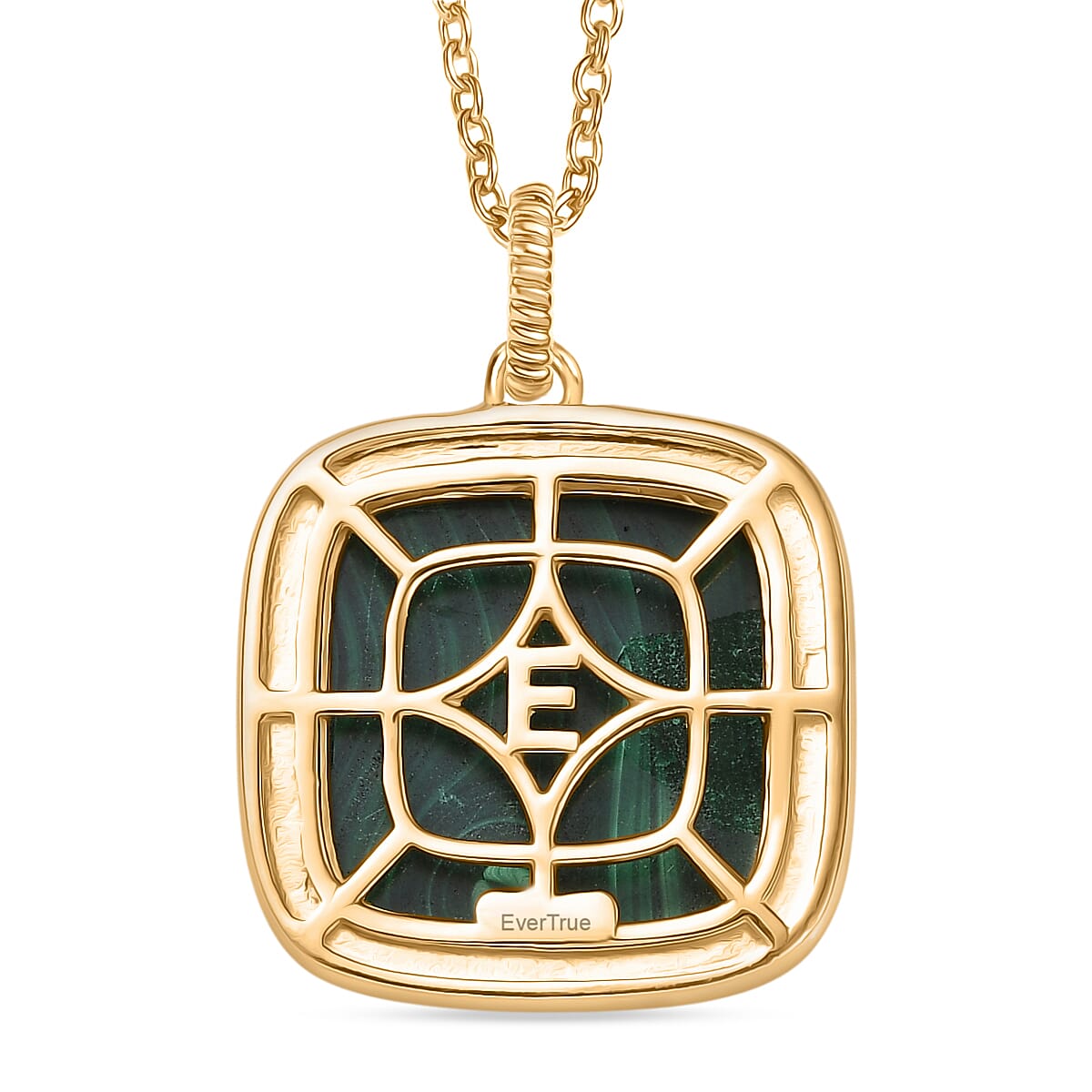 Malachite Pendant with Chain (Size 20) in Yellow Gold Plated 19.20 Ct.