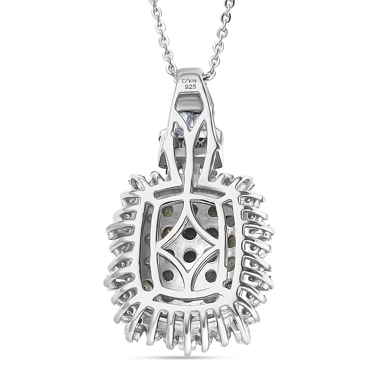D'Joy Alexandrite & Moissanite Pendant with Chain (Size 20) in Rhodium Overlay Sterling Silver 1.80 Ct.