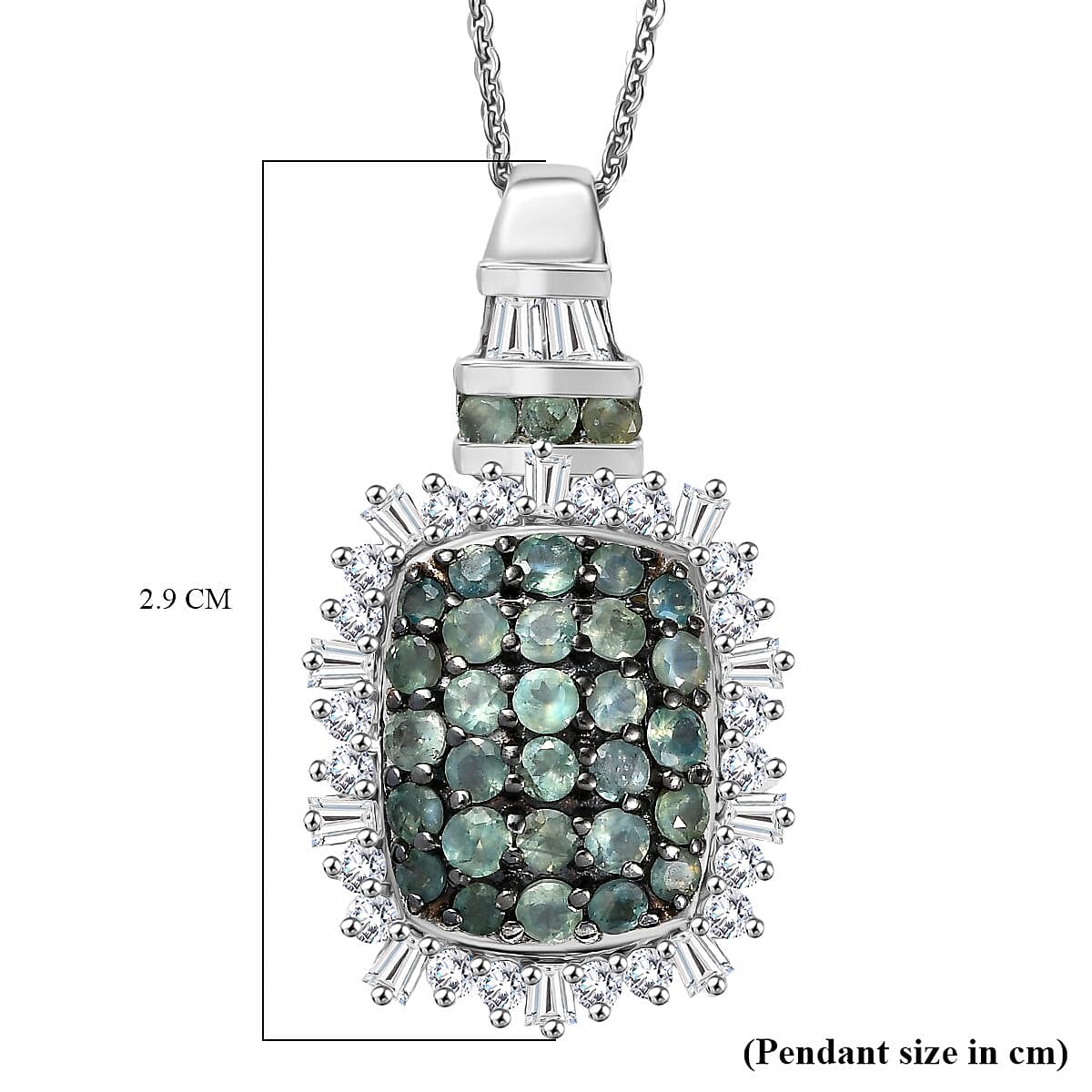 D'Joy Alexandrite & Moissanite Pendant with Chain (Size 20) in Rhodium Overlay Sterling Silver 1.80 Ct.