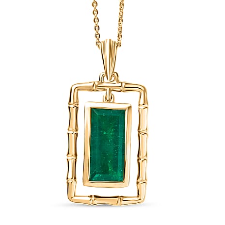 Emeraldine Triplet Quartz Pendant with Chain (Size 20) in Yellow Gold Plated Sterling Silver 5.15 Ct.