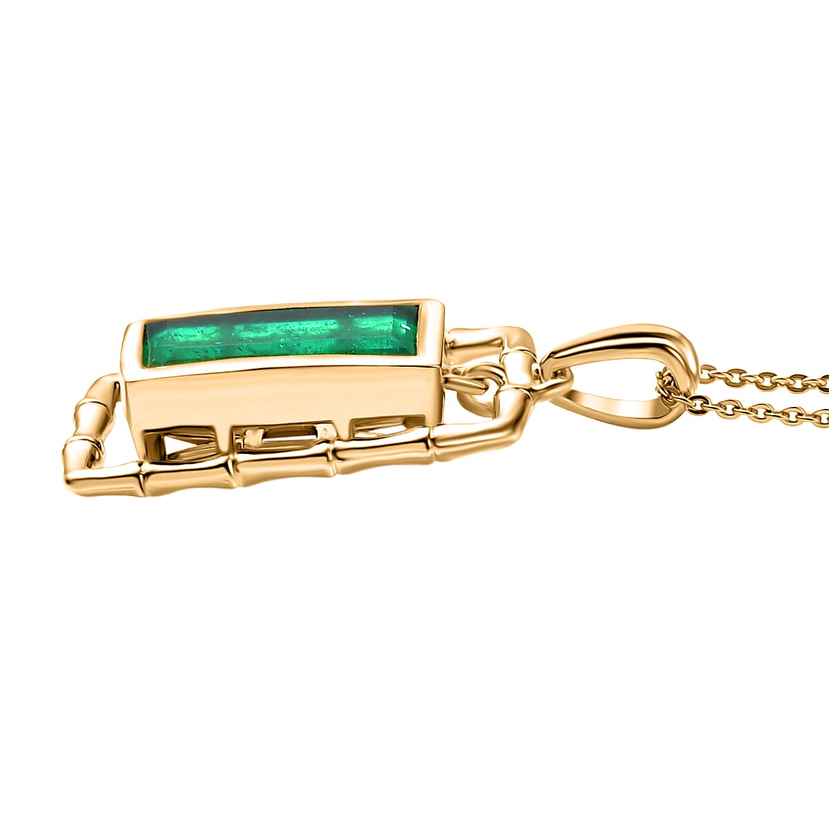 Emeraldine Triplet Quartz Pendant with Chain (Size 20) in Yellow Gold Plated Sterling Silver 5.15 Ct.