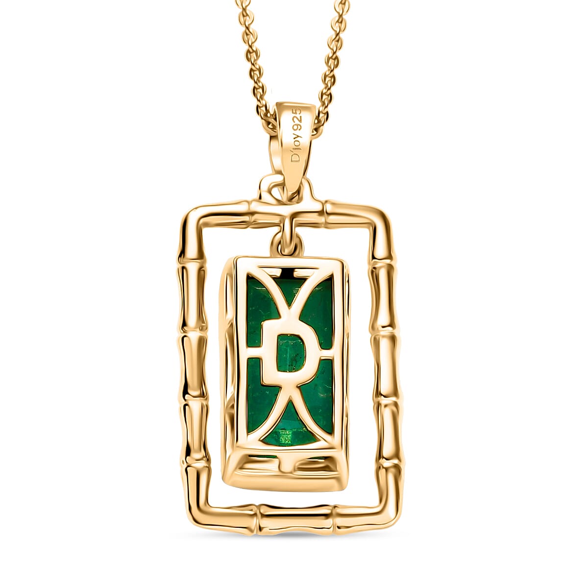 Emeraldine Triplet Quartz Pendant with Chain (Size 20) in Yellow Gold Plated Sterling Silver 5.15 Ct.