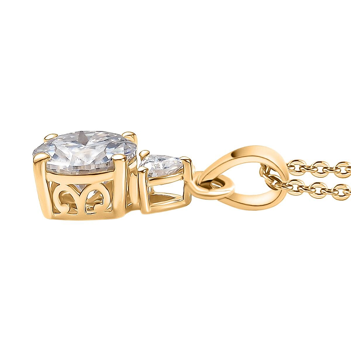 D'Joy Moissanite Pendant with Chain (Size 20) in 18K Yellow Gold Plated Sterling Silver 2.01 Ct.