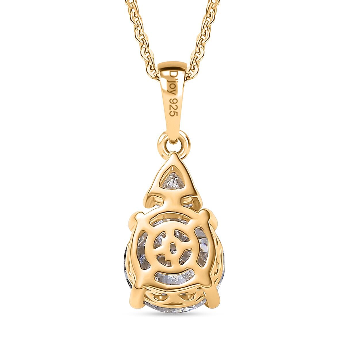 D'Joy Moissanite Pendant with Chain (Size 20) in 18K Yellow Gold Plated Sterling Silver 2.01 Ct.
