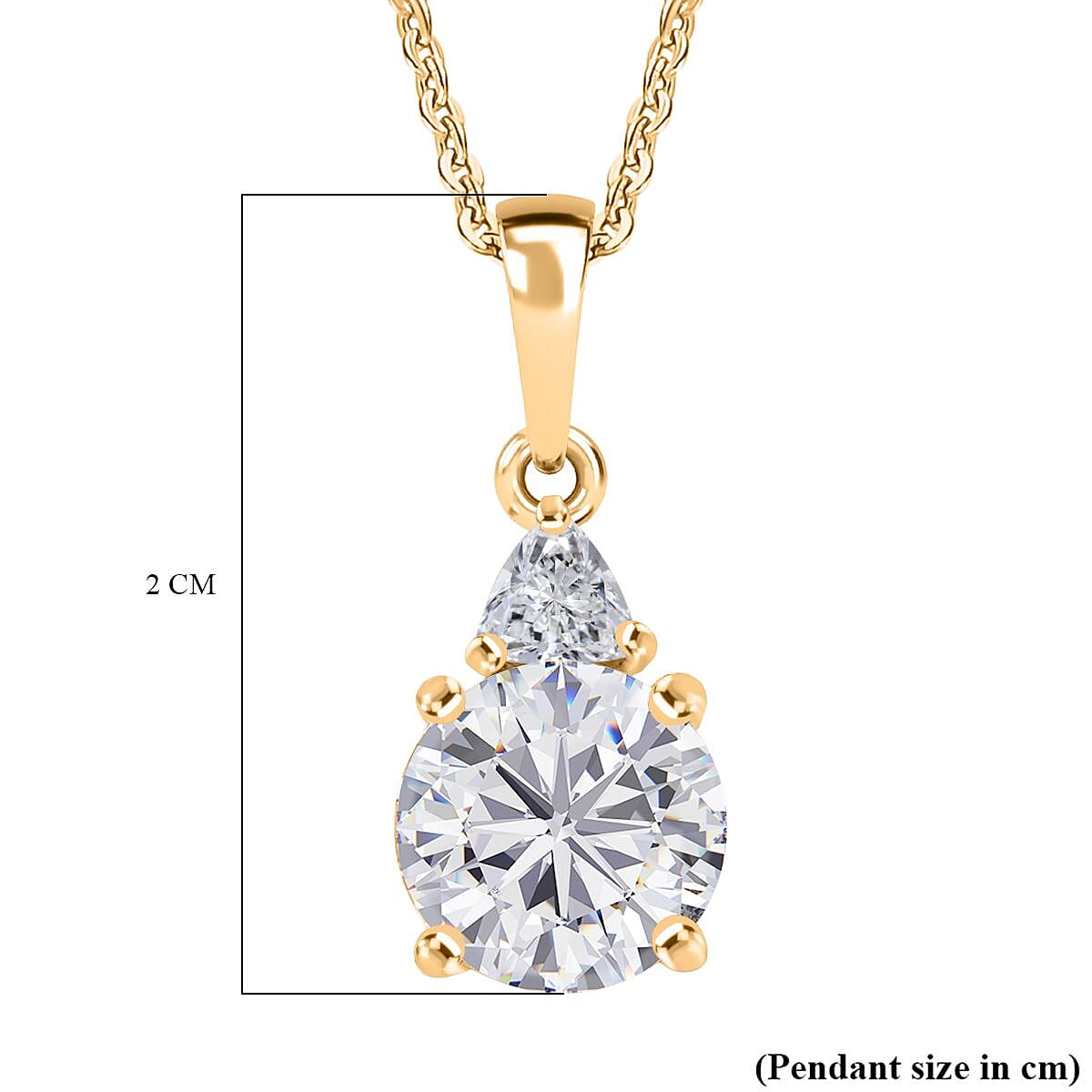 D'Joy Moissanite Pendant with Chain (Size 20) in 18K Yellow Gold Plated Sterling Silver 2.01 Ct.