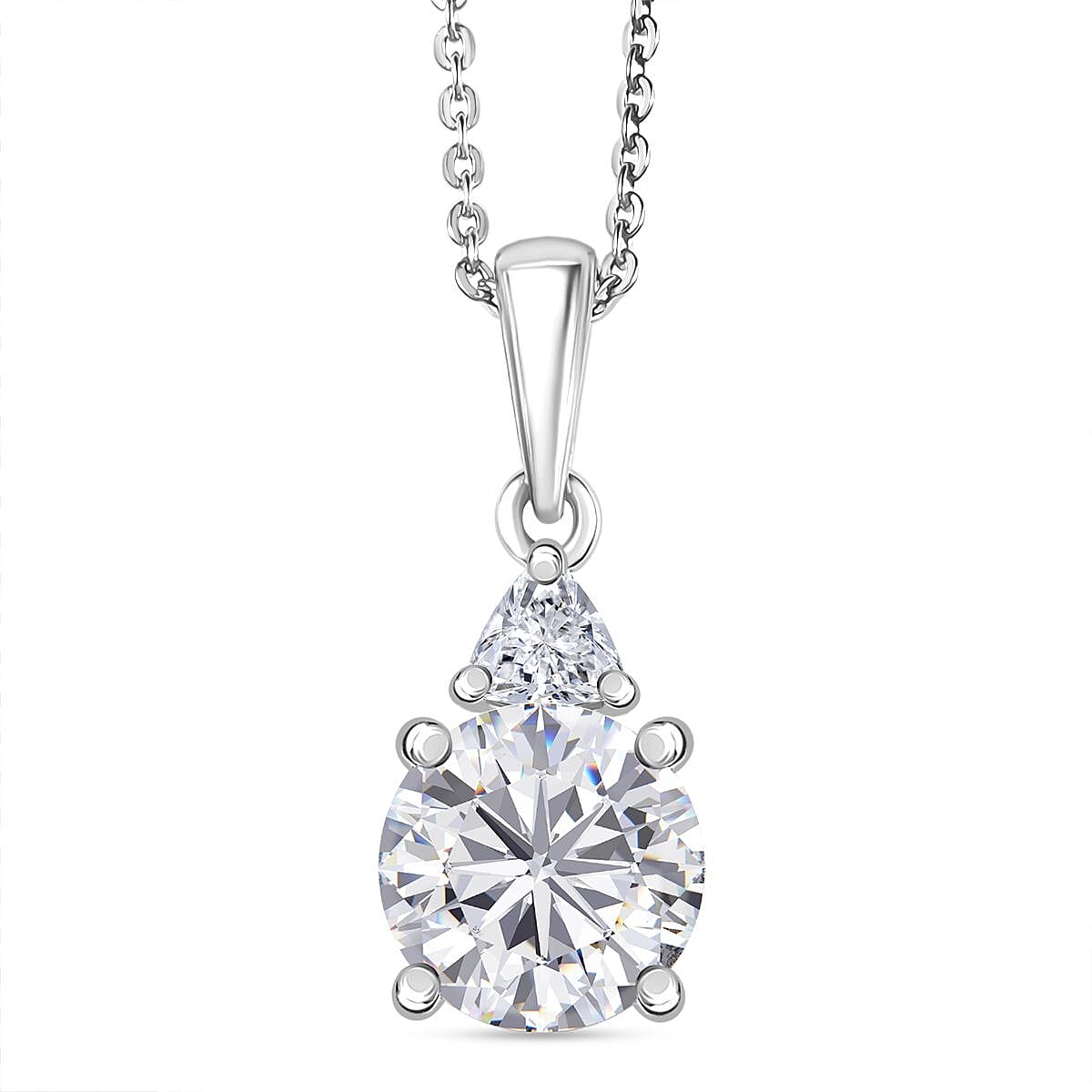 D'Joy Moissanite Pendant with Chain (Size 20) in Platinum Overlay Sterling Silver 2.01 Ct.