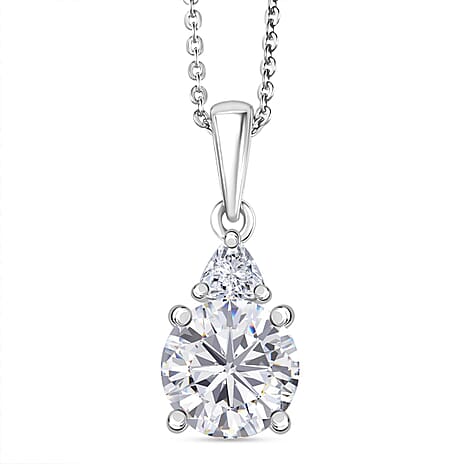 D'Joy Moissanite Pendant with Chain (Size 20) in Platinum Overlay Sterling Silver 2.01 Ct.