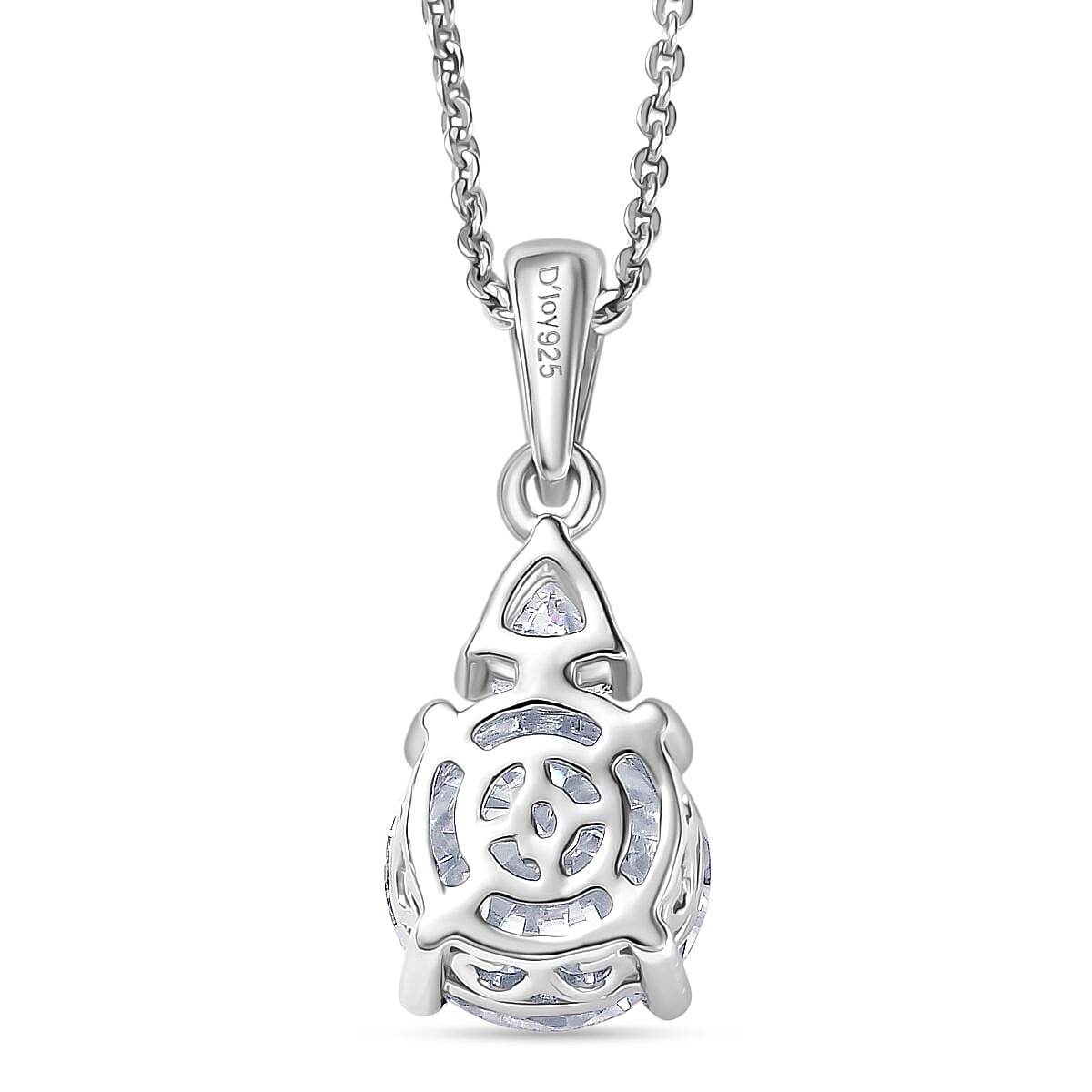 D'Joy Moissanite Pendant with Chain (Size 20) in Platinum Overlay Sterling Silver 2.01 Ct.