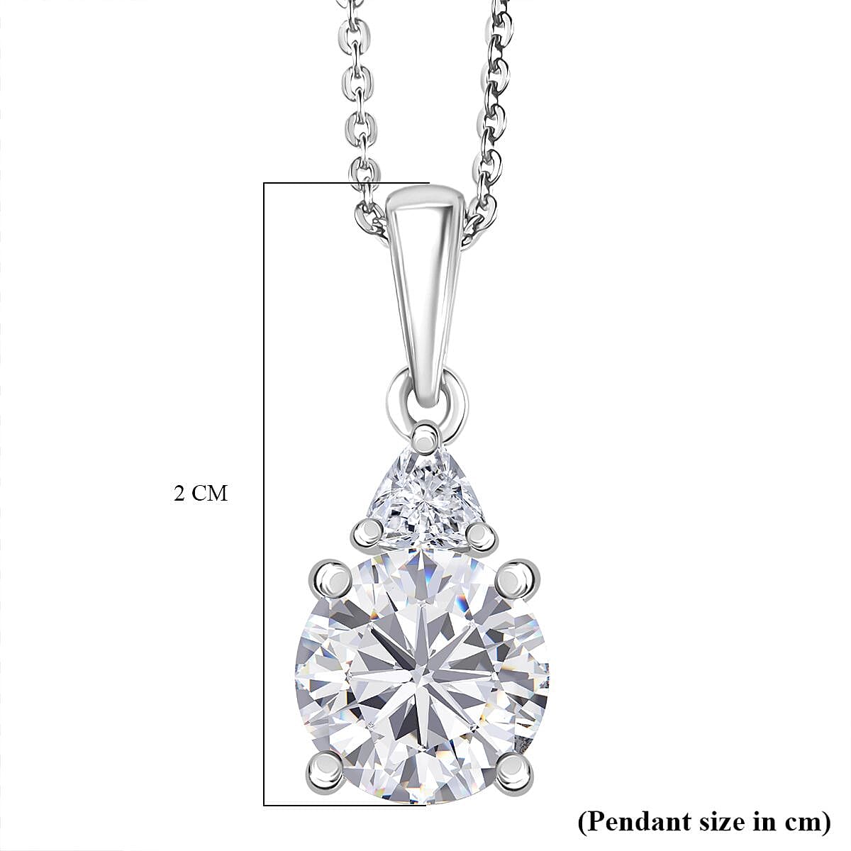 D'Joy Moissanite Pendant with Chain (Size 20) in Platinum Overlay Sterling Silver 2.01 Ct.